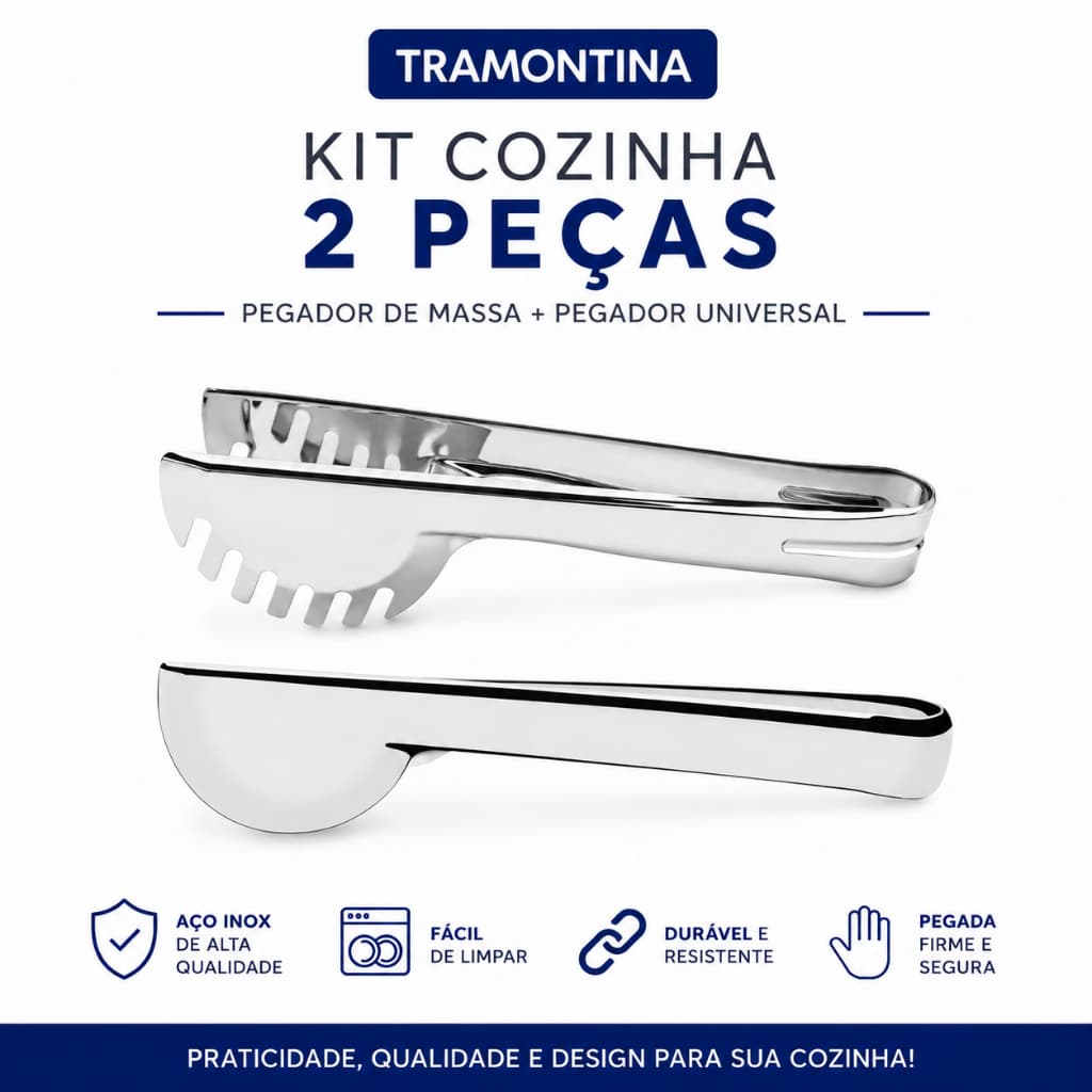 Kit Pegador de Massa + Pegador Universal Tramontina Utility Inox Cozinha