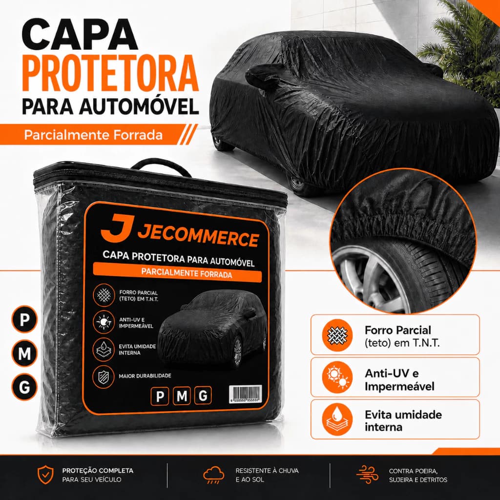 Capa De Cobrir Carro Forrada Impermeável Proteção Contra Sol Chuva Raios Solares