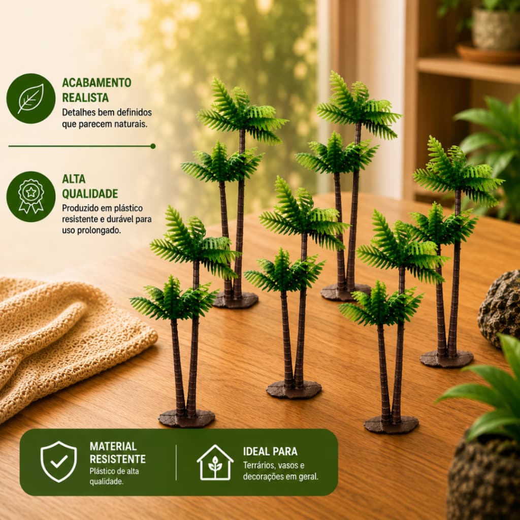 6 Mini Coqueiro Arvore Decorativo Artificial terrario 17cm