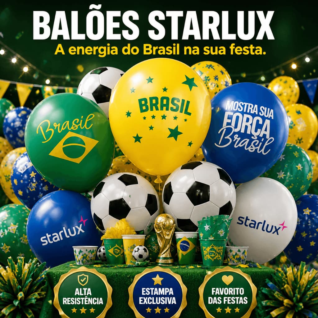 Balão Bexiga Cores da Bandeira do Brasil ( 9”polegadas) 40 unidades Festa Aniversário Decoração