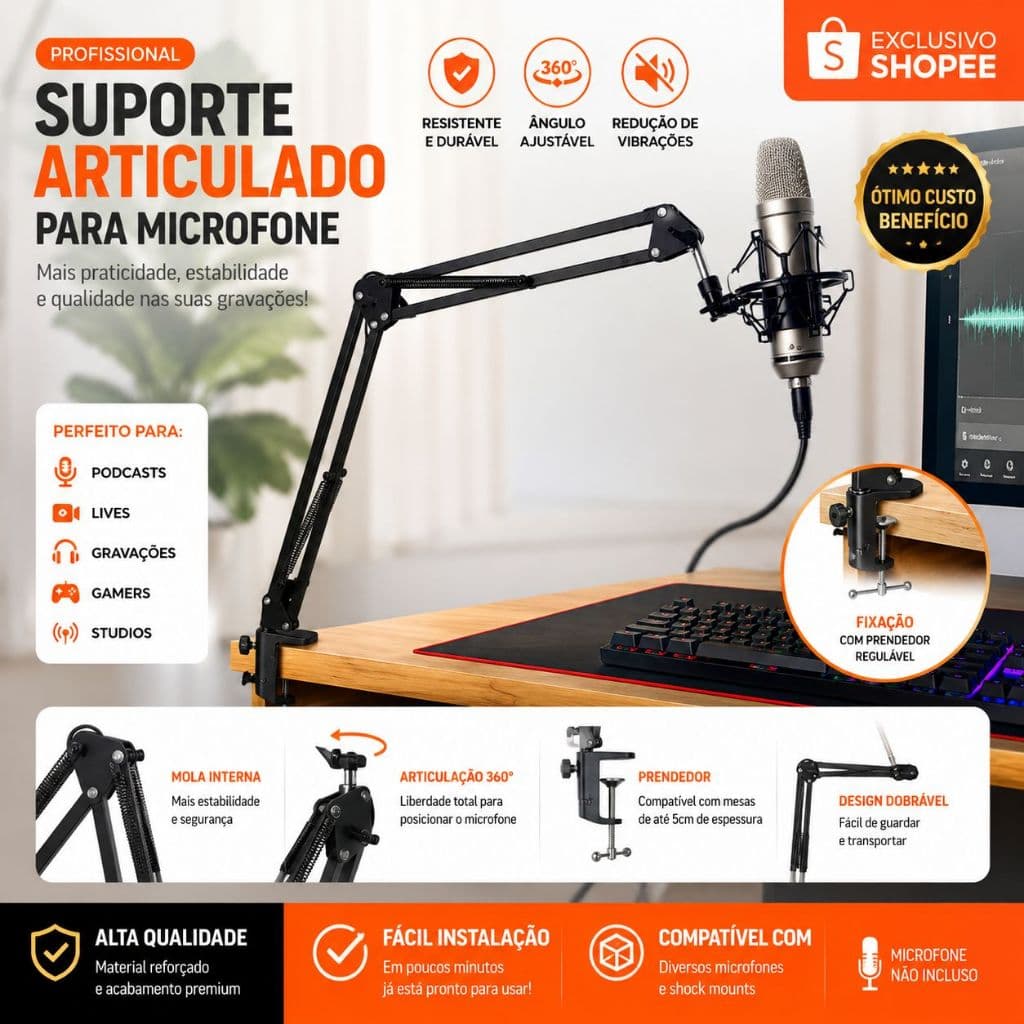 BRAÇO ARTICULADO PARA PODCAST