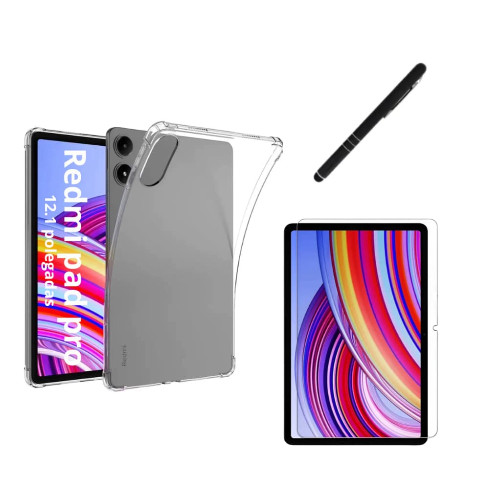 Kit Completo Capa transparente Anti impacto + Película + Caneta Para Xiaomi Redmi Pad Pro 12.1 Polegadas