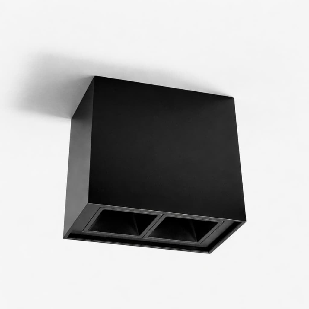 Spot Plafon Moon Linea 2 Focos Preto Sobrepor Mr11 Preto | 127/220V