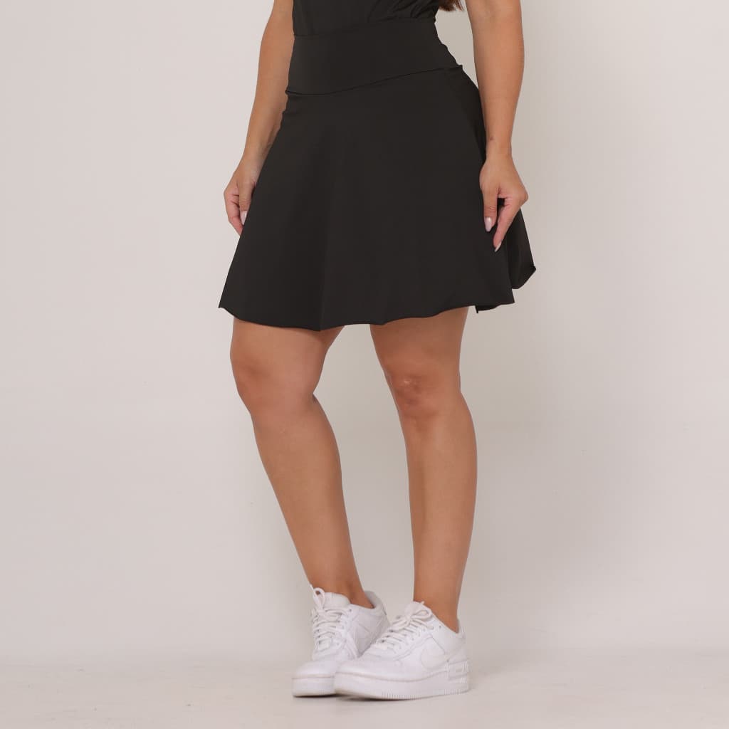 Short Saia Soltinha Com Bolso Fitness Para Treino Academia Dança Pilates Moda Evangélica
