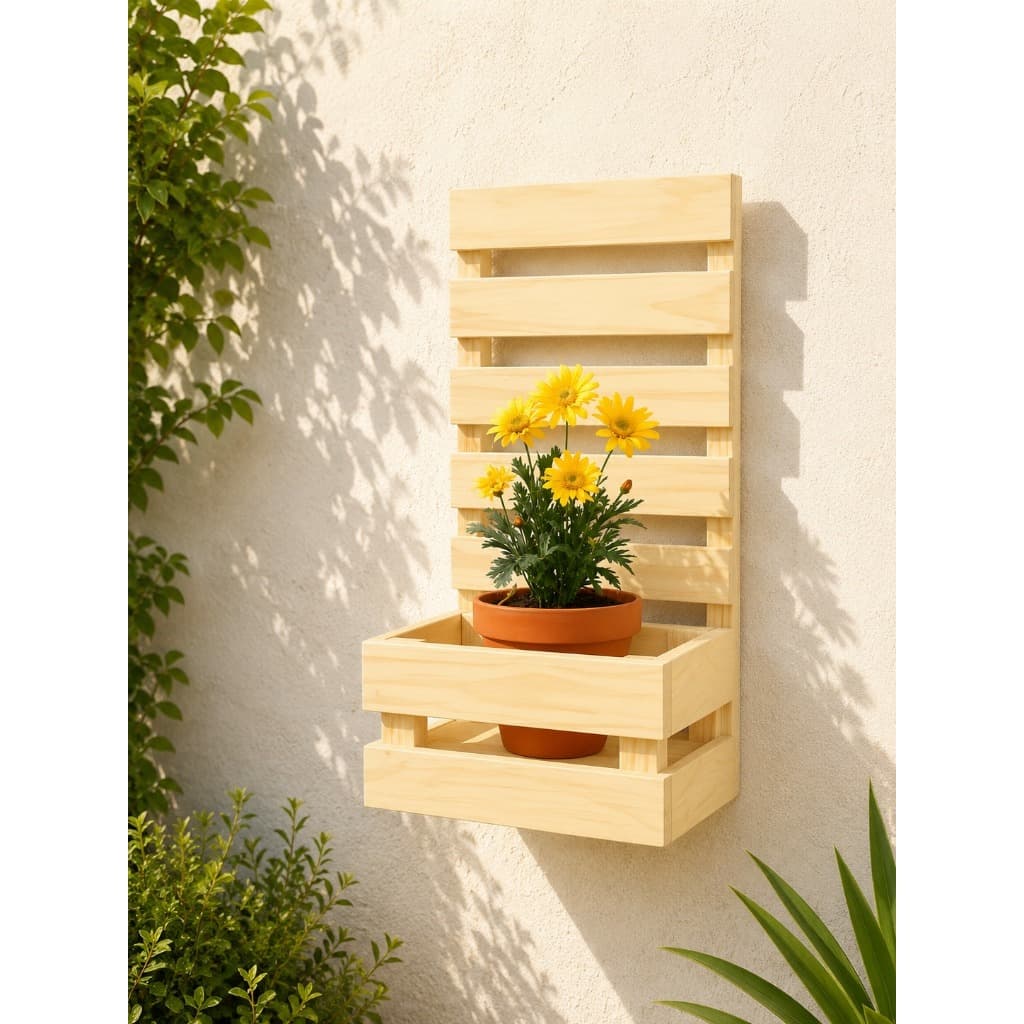 Kit 3 Painel Floreira Madeira Pinus Plantas Com Cachepos