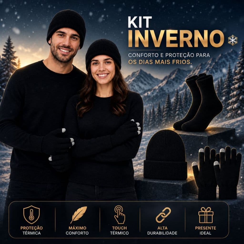 Kit Completo Inverno Touca Luva Meias Térmicas Frio