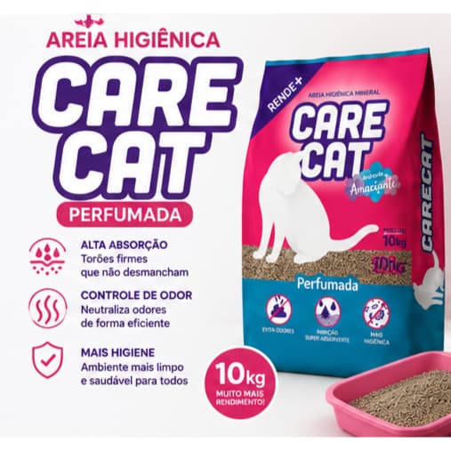 Areia Higiênica Care Cat Perfumada 10kg Para Gatos Premium