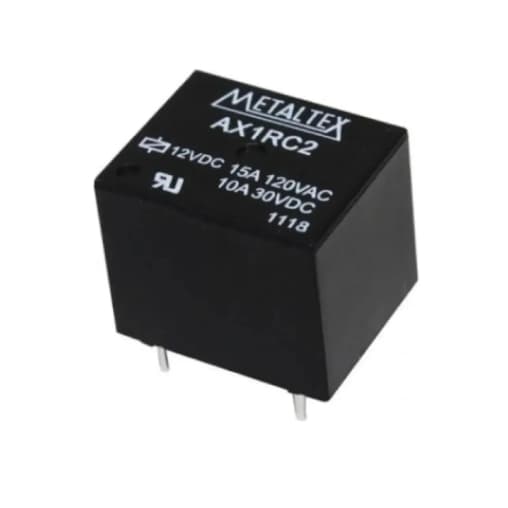Relé AX1RC2 Miniatura de Potência 1 REV - Bobina de 12VCC - Capacidade de 15A - Terminais para PCI