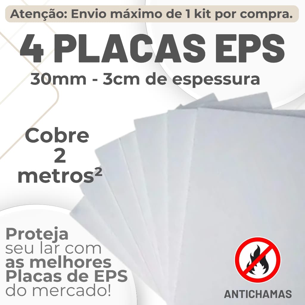 4 PLACAS DE EPS ANTICHAMAS - ESPESSURA 30MM ( 3CM) TAMANHO 100x50x3CM - ENVIO IMEDIATO