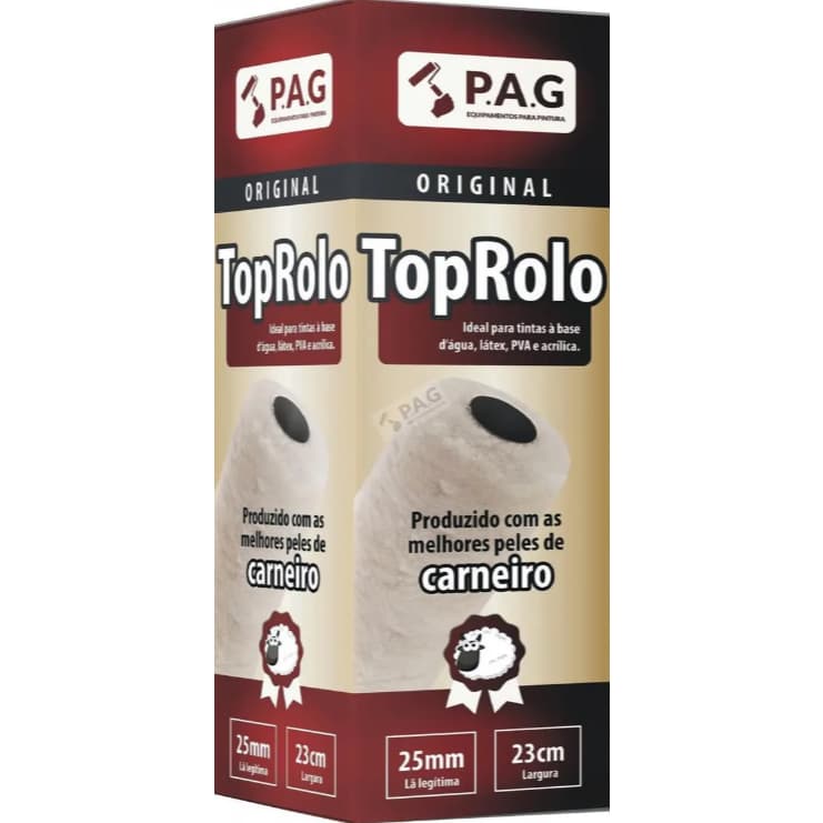 Rolo Pintura Lã De Carneiro Alta Natural 23cm Top Rolo P.a.g
