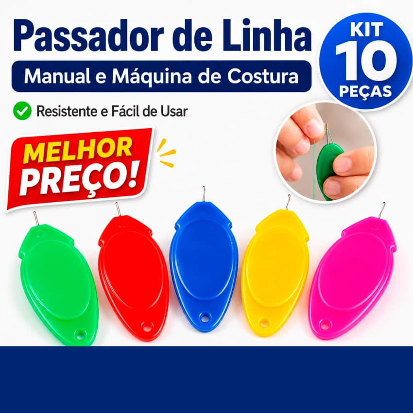 Passador de Linha na Agulha Manual e Máquina de Costura Resistente e Fácil de Usar