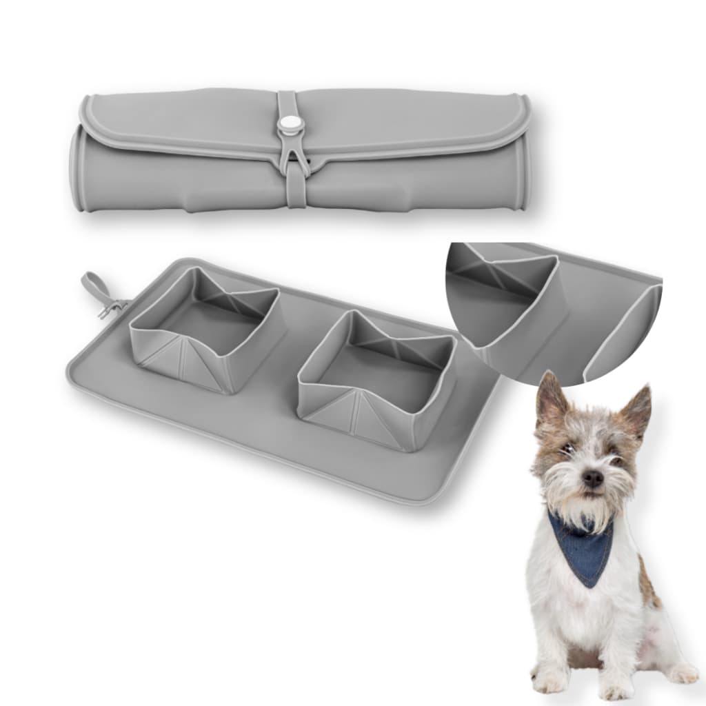Comedouro Cachorro Duplo Para Viagem COMPACTO Fácil Limpeza Comedouro e Bebedouro PET Retratil