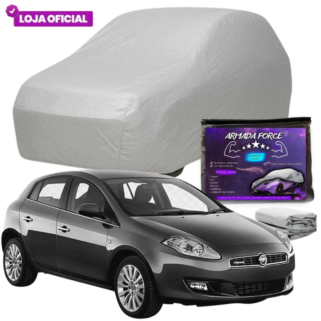Capa Cobrir Carro Fiat Bravo ARMADA FORCE Sem Forro100% Impermeável Protege Sol Chuva Poeira Anti-UV