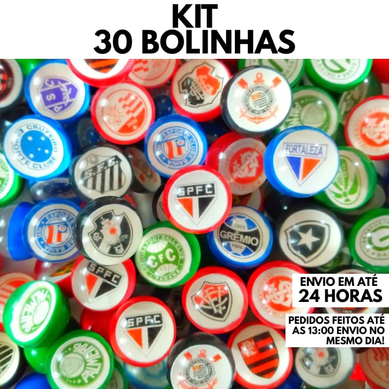 Kit 30 Bolinhas 27mm Pula Pula Times de Futebol Brasileiro Festa Brinquedo Infantil