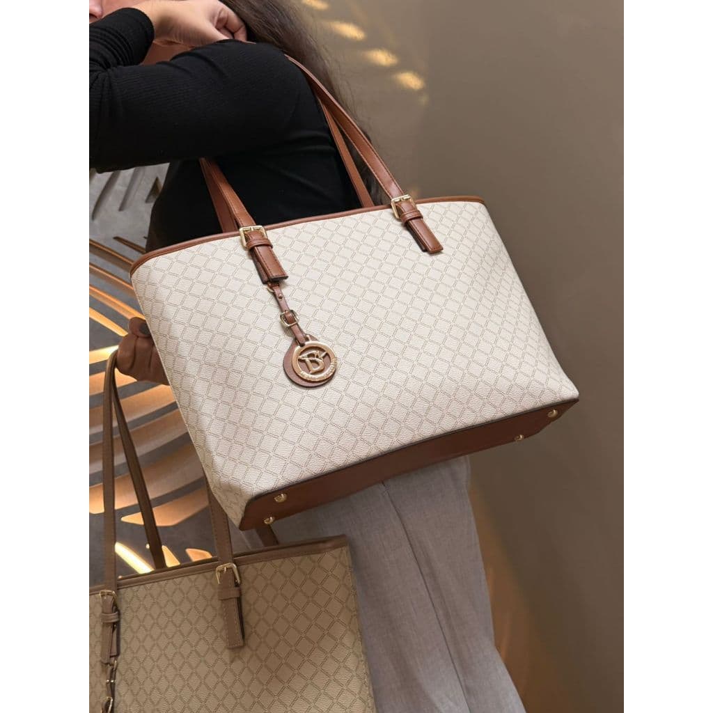 Bolsa Tote Bella Paulla Xadrez Estruturada Alças Confortável Elegante