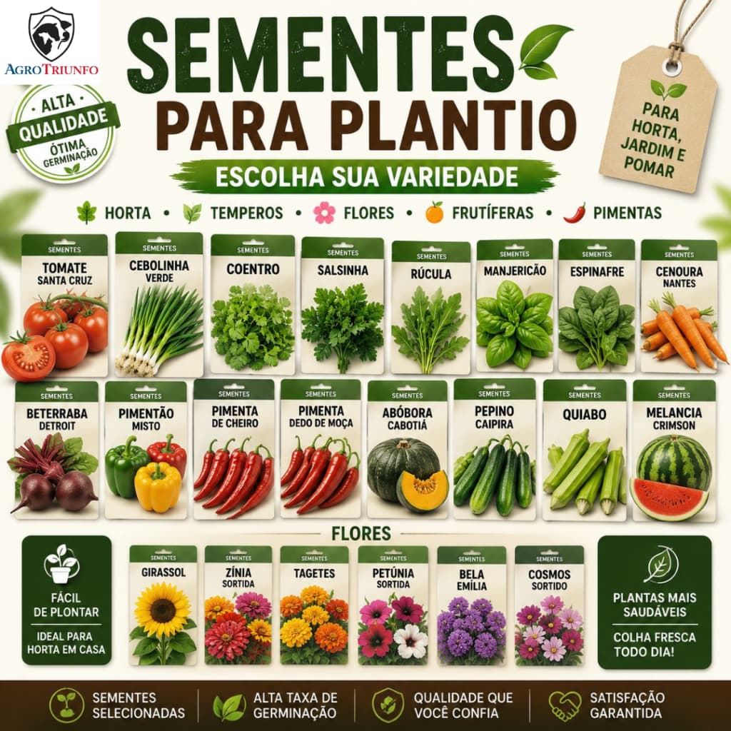ENVELOPES SEMENTES PARA PLANTIO Horta legumes, hortaliças, verduras, frutiferas, temperos, pimentas