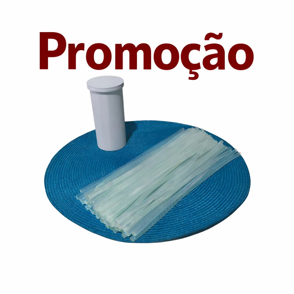 Kit 50 Bastões de cola Quente Fino translúcido 7mm + Porta Bastões de cola com tampa Multiuso 2 em 1