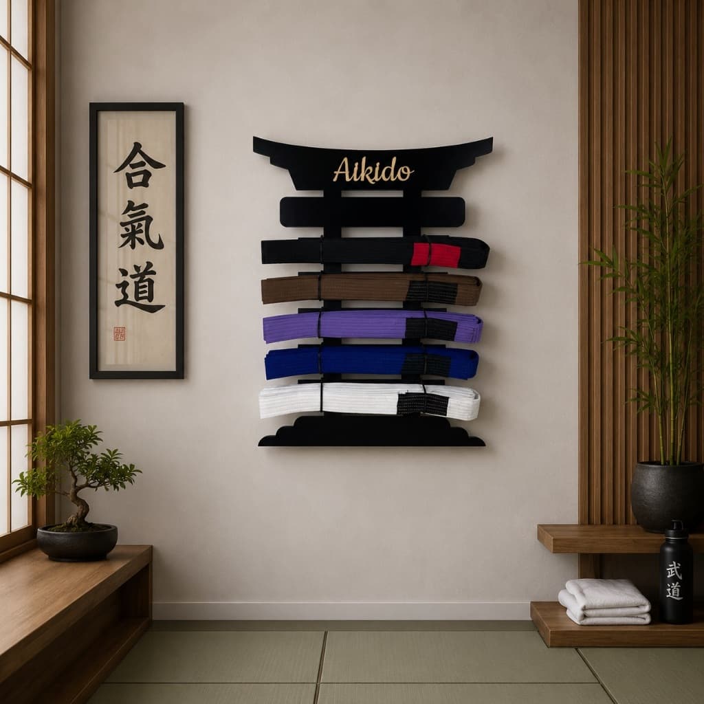Porta Faixas Preto Aikido Jiu-jitsu Judô Personalizado 0444p