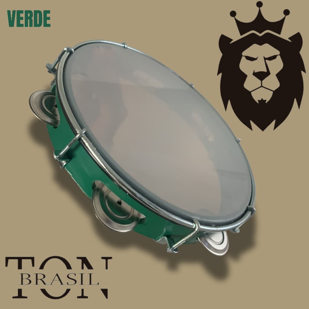 Pandeiro Profissional - GREEN - 08´ Abs l Pele de Nylon l Platinela de aço