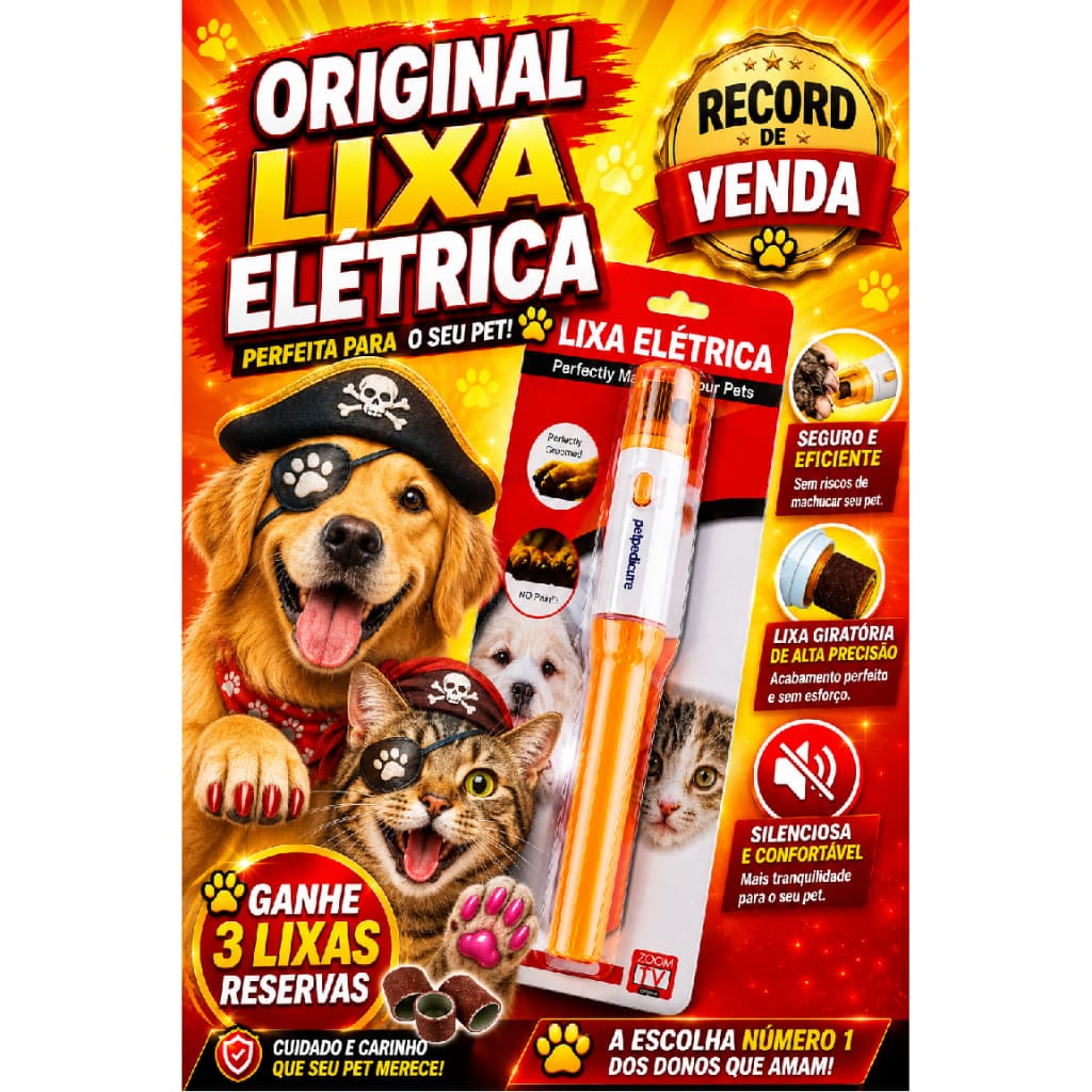 Lixa Elétrica para Unhas de Pets Silenciosa Sem Dor Segura Ideal para Cães e Gatos Gigantes dos Pets