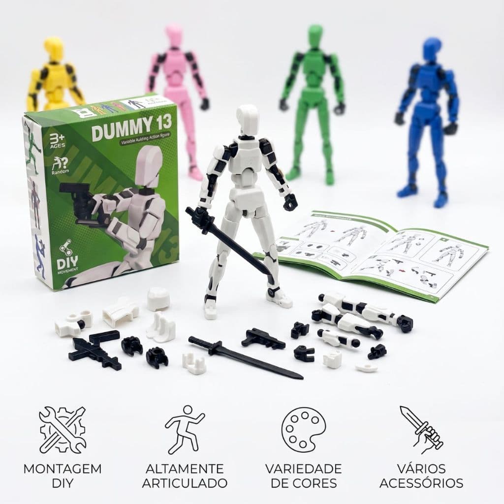 Boneco Dummy Articulado 3D kit Armas E Acessórios Figura Colecionável Infantil Educativo Criativo Brinquedo Com Várias