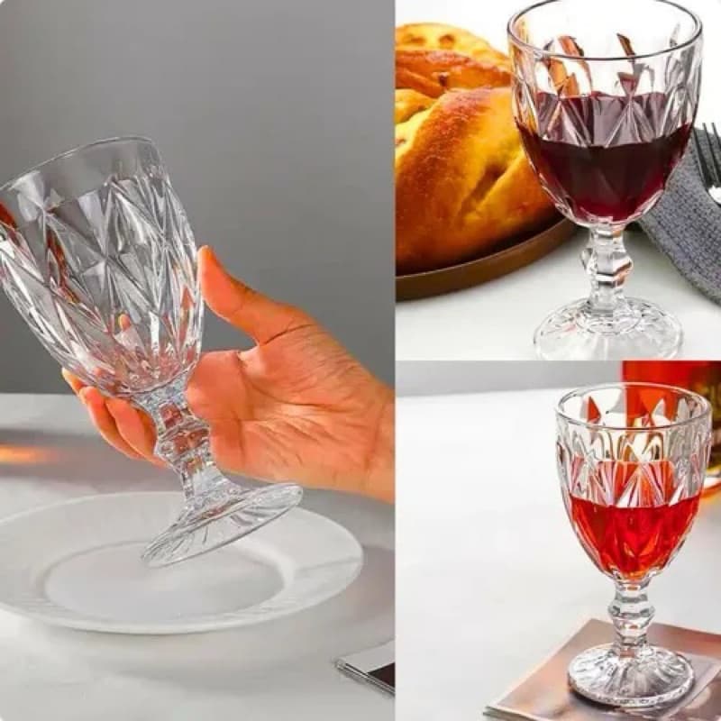 Kit 2 Taças Vidro 320ml Para Água Vinho Diamond Transparente
