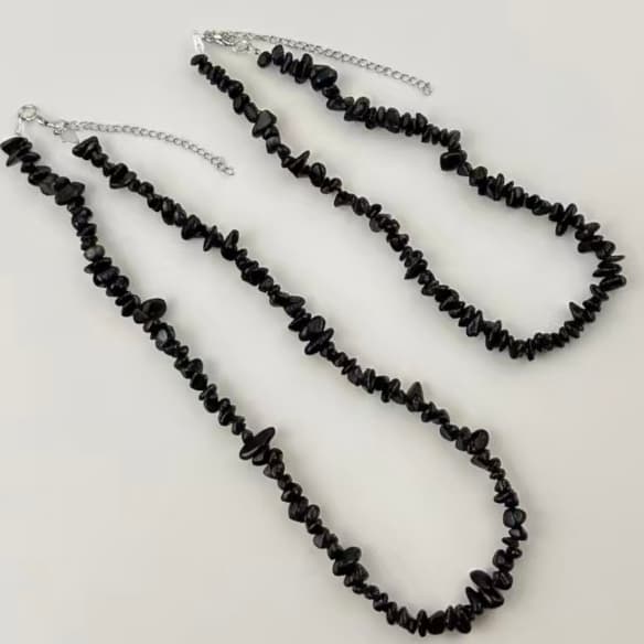 Colar Cascalho Pedra Obsidiana Gargantilha Estilo Choker Moda Praia