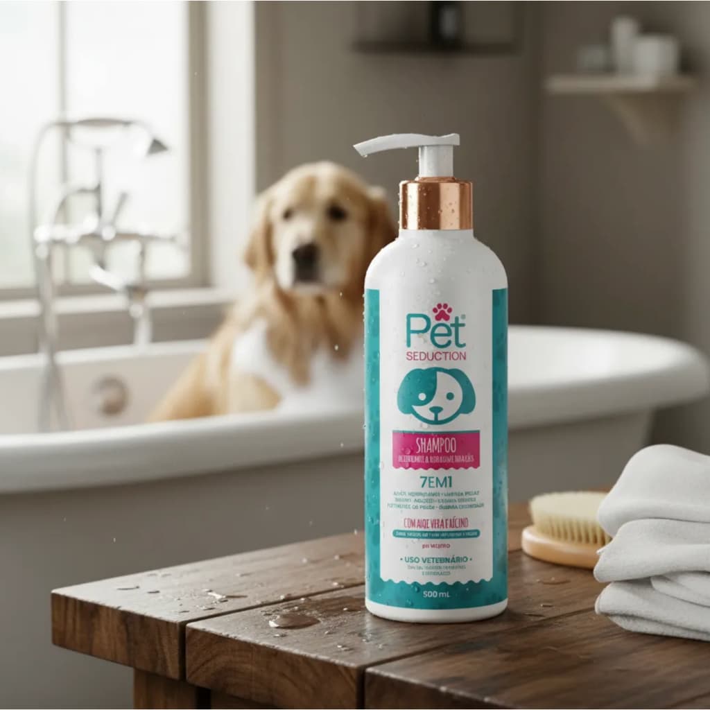 Shampoo Pet 500ml Hipoalergênico Vegano Aloe Vera Para Cães Filhotes E Adultos