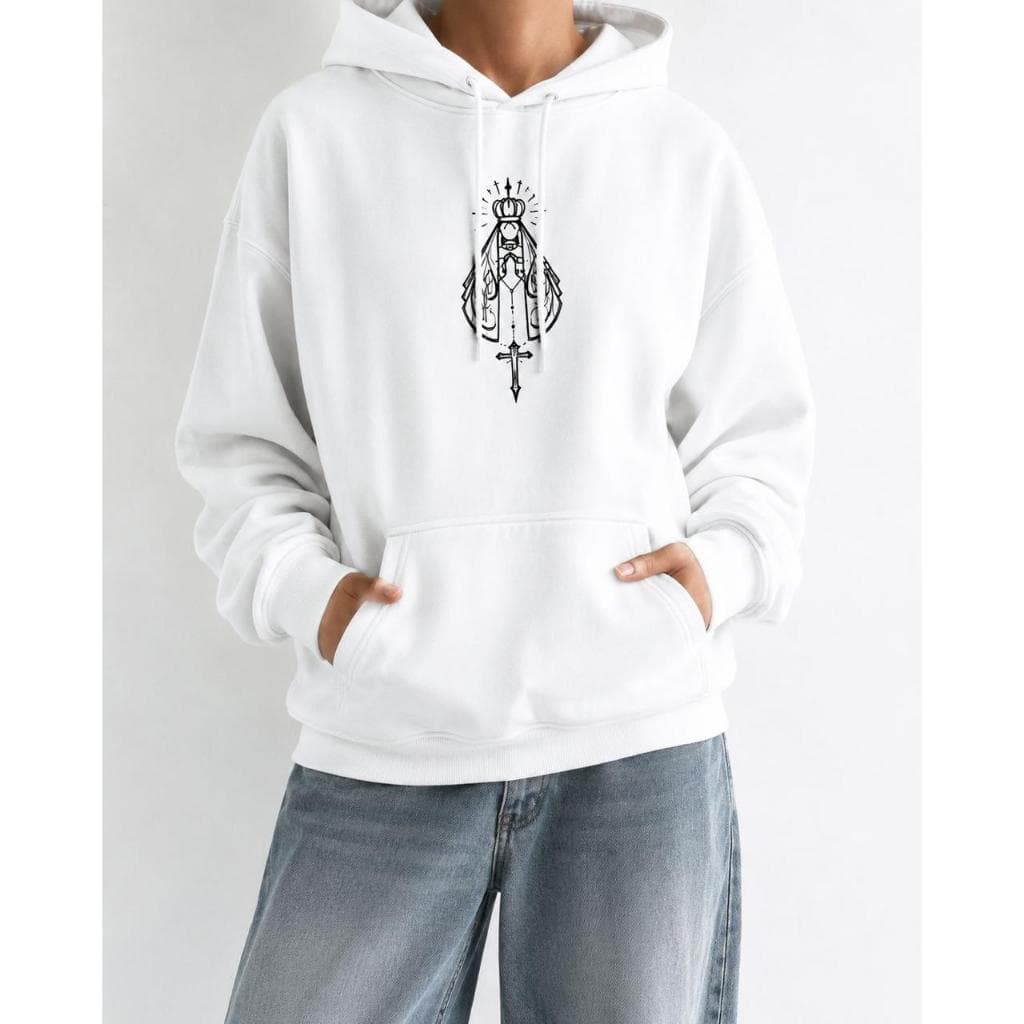 🔥 Moletom Canguru Nossa Senhora Estampado Oversized Premium – Unissex | Fé, Estilo e Conforto