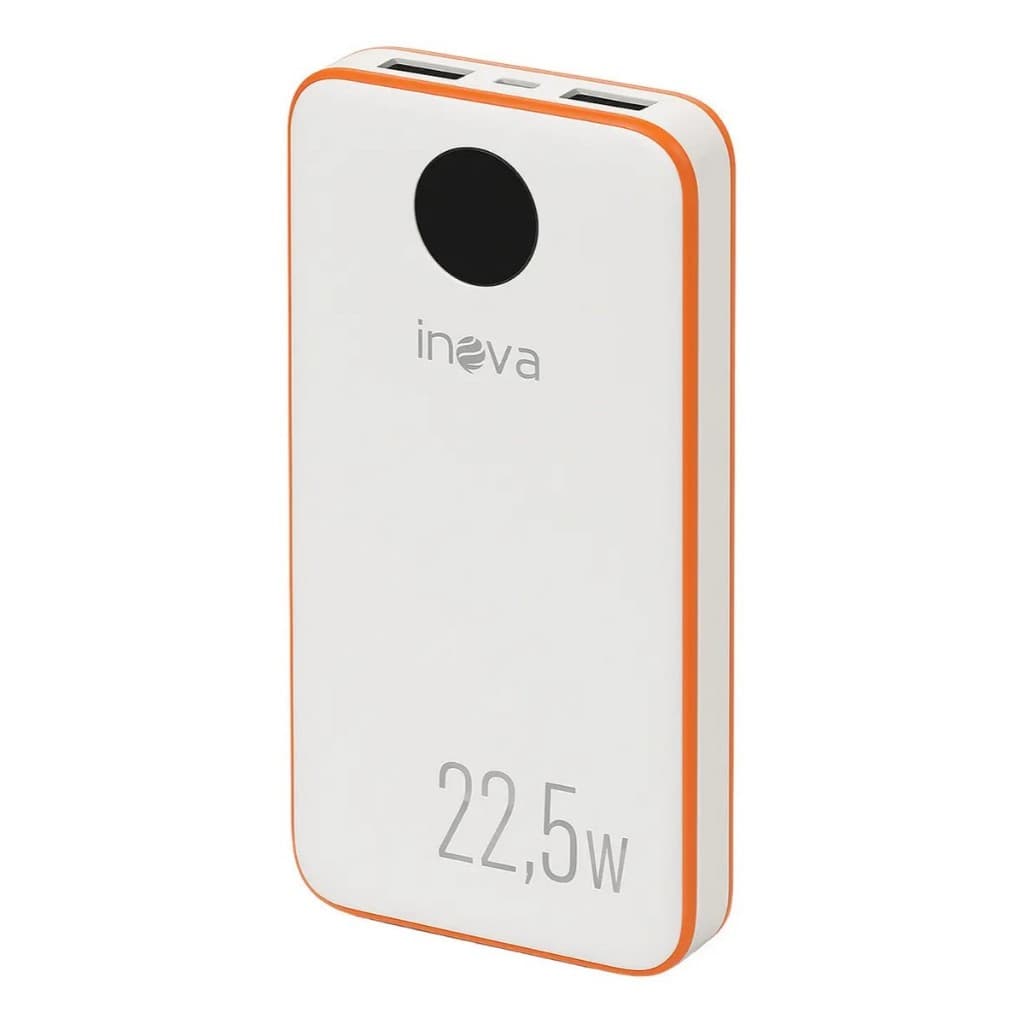 Power Bank Inova 10000mAh Carregamento Turbo 22.5W 2 USB Branco modelo MD-12413 USBX2