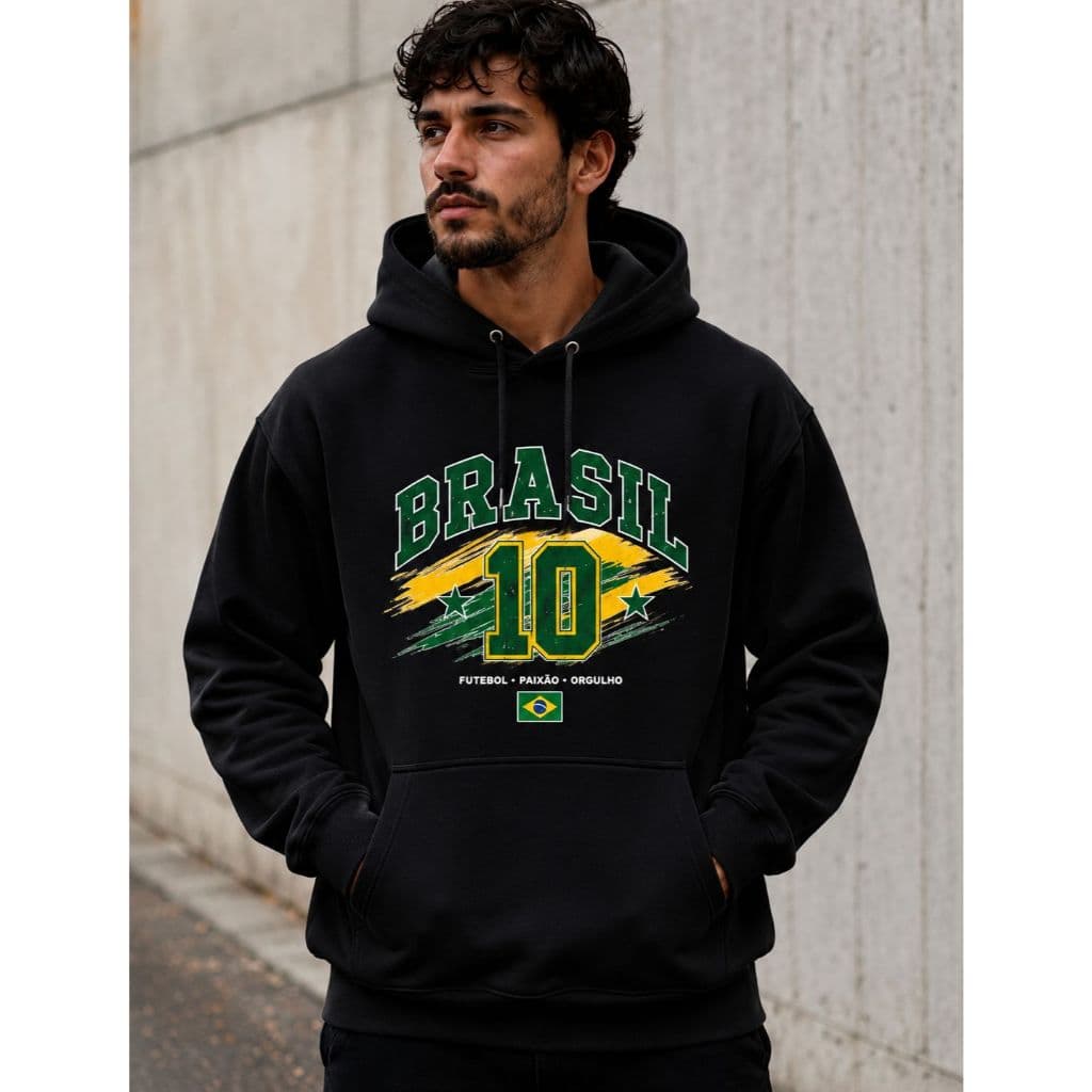 Moletom Canguru Estampado BRASIL 100% Algodão STREETWEAR COPA TORCEDOR