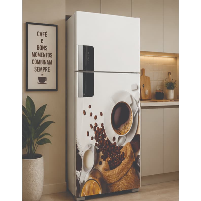 Adesivo Geladeira Café Decoração Coffe Break Envelopamento