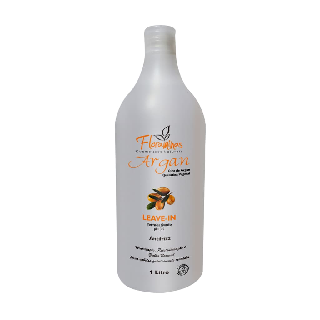 leave in /Finalizador Argan Queratina Vegetal Hidratação e restruturação Cabelos ressecados 1 litro  Floraminas