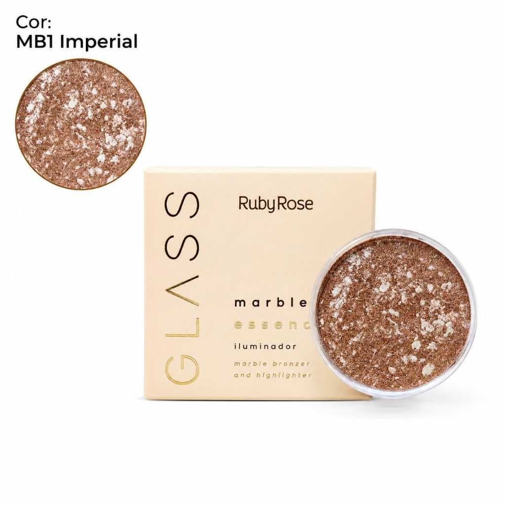 Bronzer e Iluminador Facial Marmorizado Marble Essence Glass by Ruby Rose HB-F1605-1