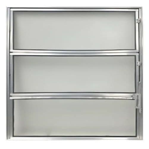 Vitro janela de banheiro ou lavabo basculante aluminio Brilhante 60x60 C/ Vidro mini boreal