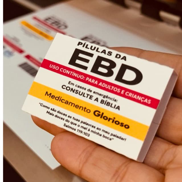 Cartão Pílula da EBD Papel Fotográfico Mate | Lembrancinha EBD Igreja Escola Bíblica( não acompanha o chiclete Mel)