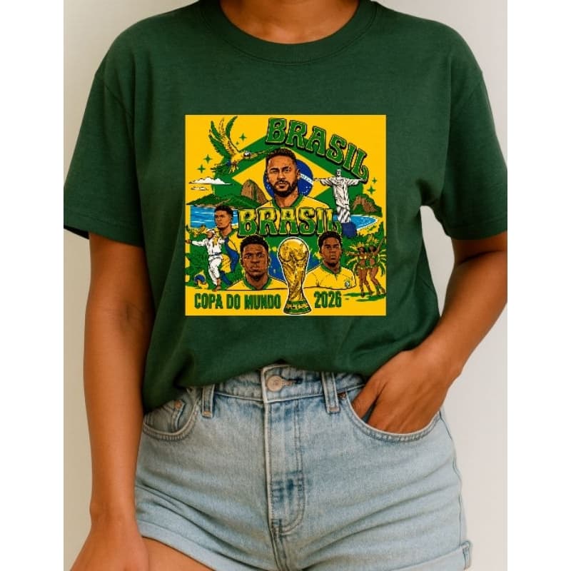 Camiseta Brasil Copa do Mundo 2026 - Unissex Algodão