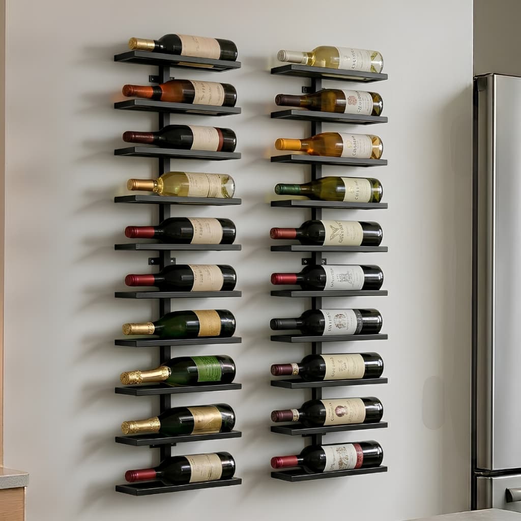 Kit 2 Adegas Suspensa Mini Bar com Suporte de Parede Para 20 Garrafas de Vinhos