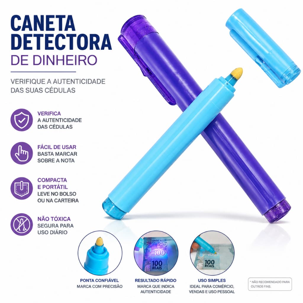 Caneta Detectora De Notas Falsas Com Led Luatek LT-422