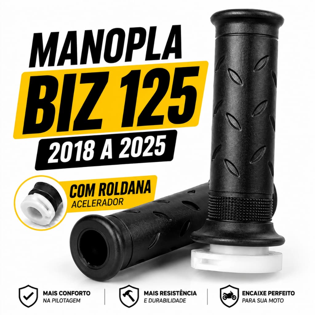 Par Manopla Moto Honda Biz 125 Com Roldana 2018 A 2025 Vazada Para Pesinho Guidão Original