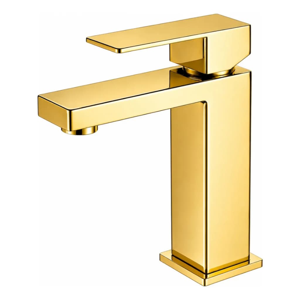 Torneira Alavanca Baixa 1/4 De Volta Dourado Brilhante Fria