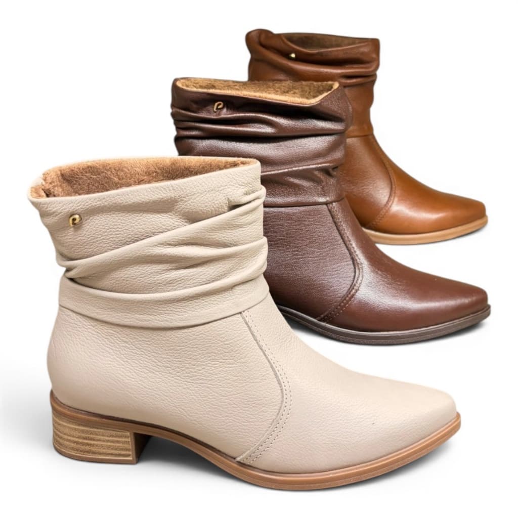 BOTA PEGADA 282501 BICO FINO CANO CURTO SALTO BLOCO FEMININA