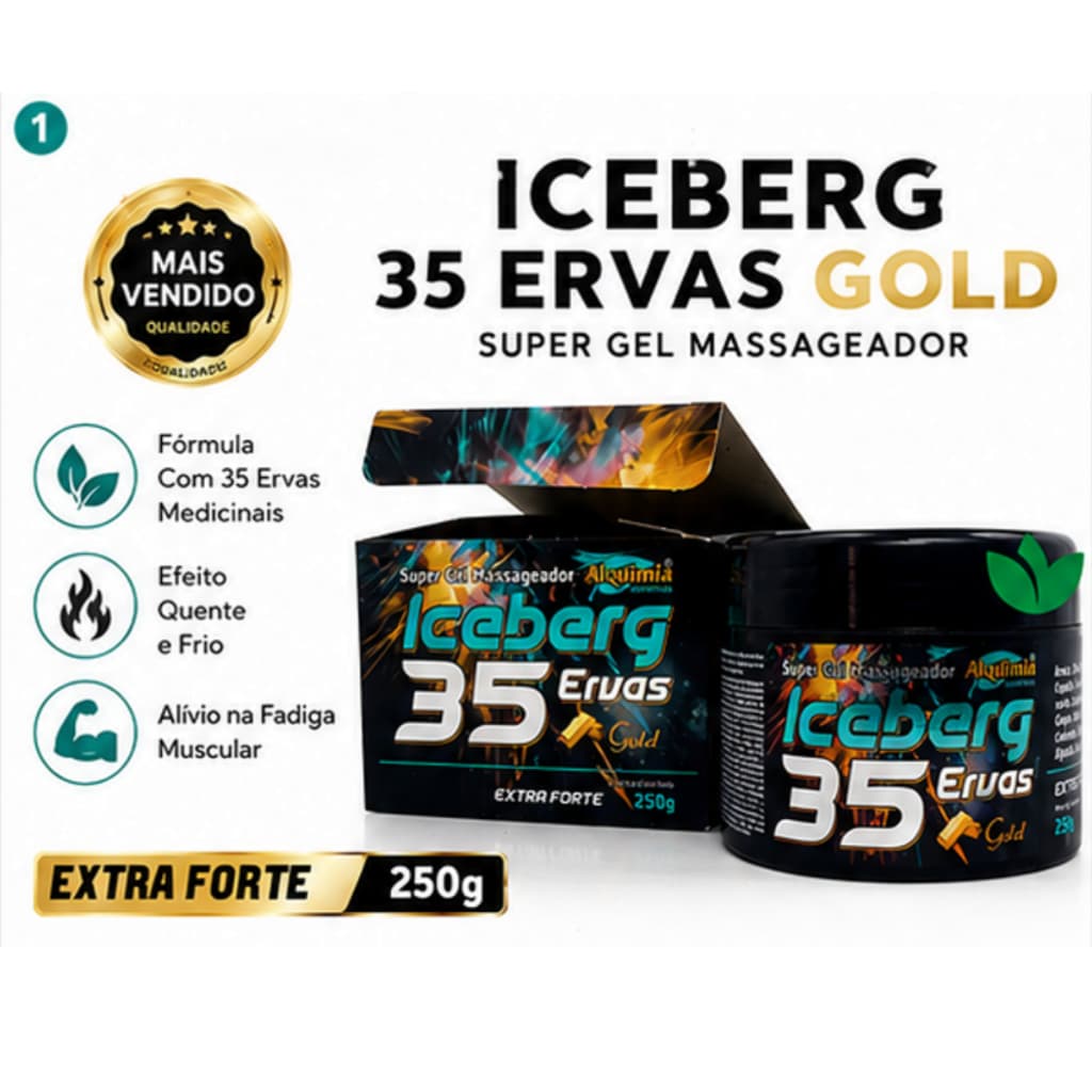 Kit Super Gel Massageador Iceberg 35 Ervas Original Promoção alivia a dor