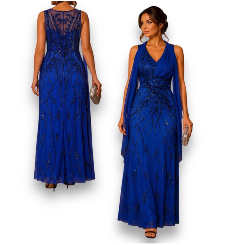Vestido Longo Azul Pedraria Dolp’s | 44 | Casamentos, Formaturas e Eventos de Gala