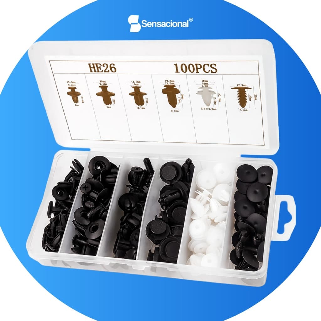 Kit 100 Presilha Grampo Parabarro Parachoque Universal Carro