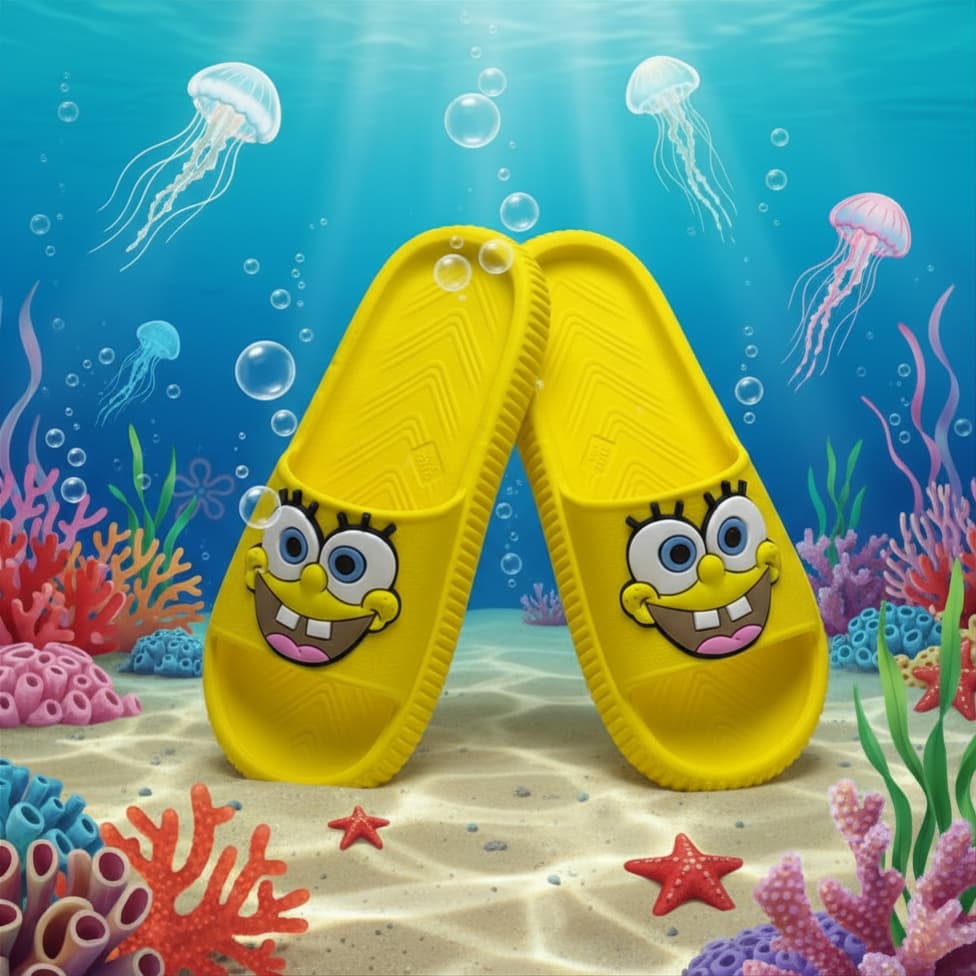 Chinelo Nuvem Infantil Menina Menino Amarelo Confortável Leve Slide Juvenil Adulto Bob