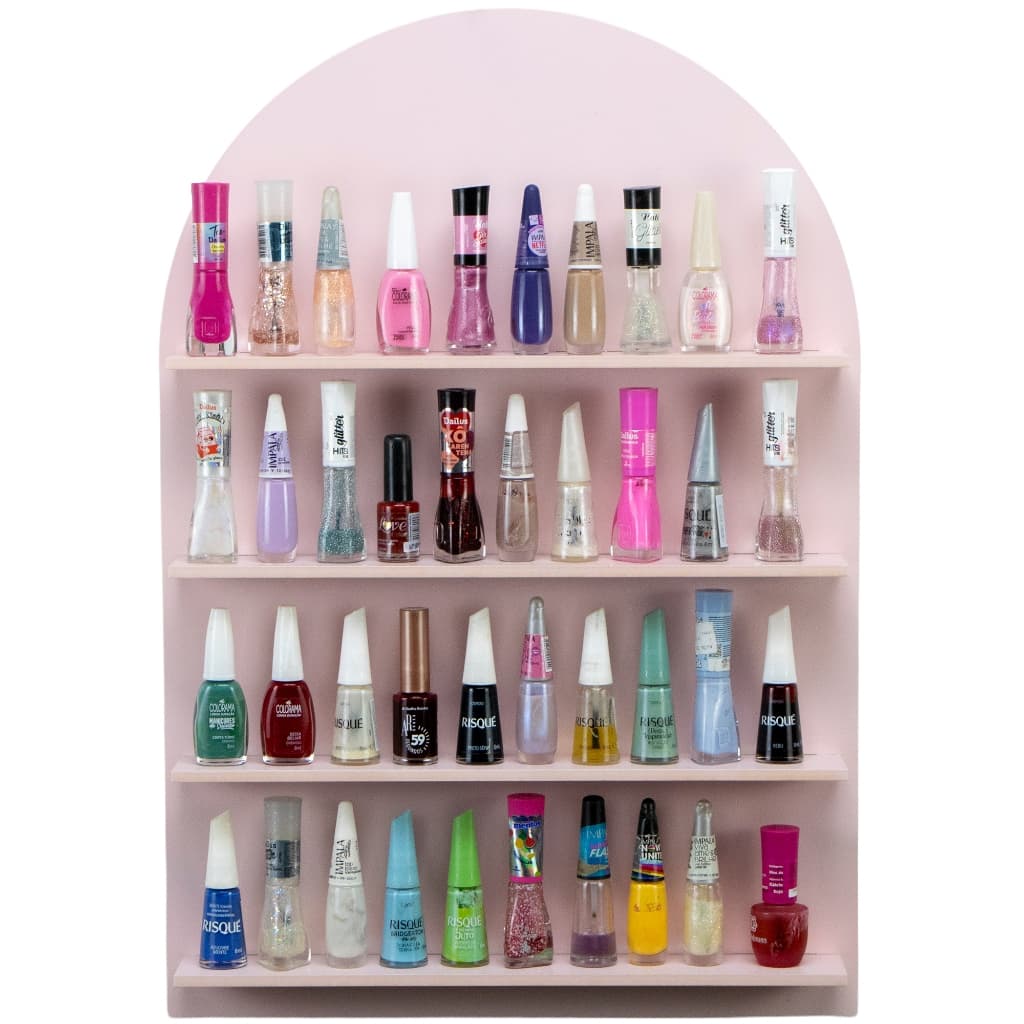 Suporte de esmaltes rosa nicho salão de beleza nail designer esmalteria manicure
