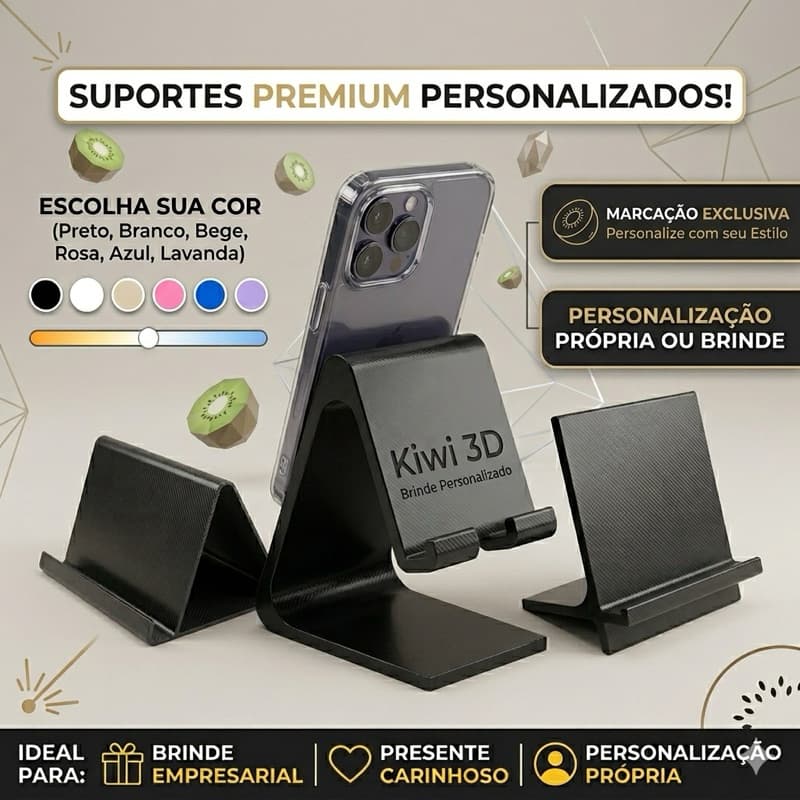 Suporte de Celular Personalizado | Nome, Logo ou Empresa | Gravação em Baixo Relevo | Presente Exclusivo