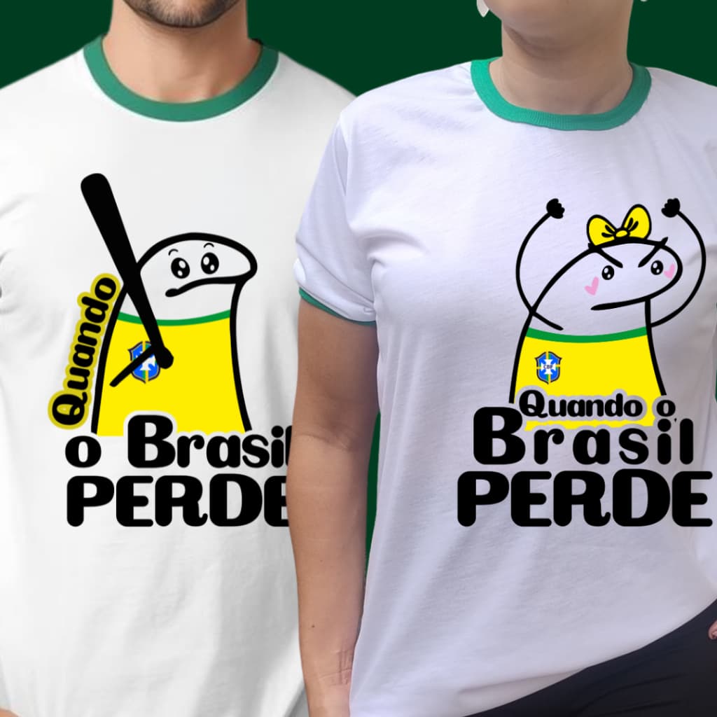 Camisa Masculina Estampada Futebol Copa Brasil Unissex Estampa Durável Não Desbota