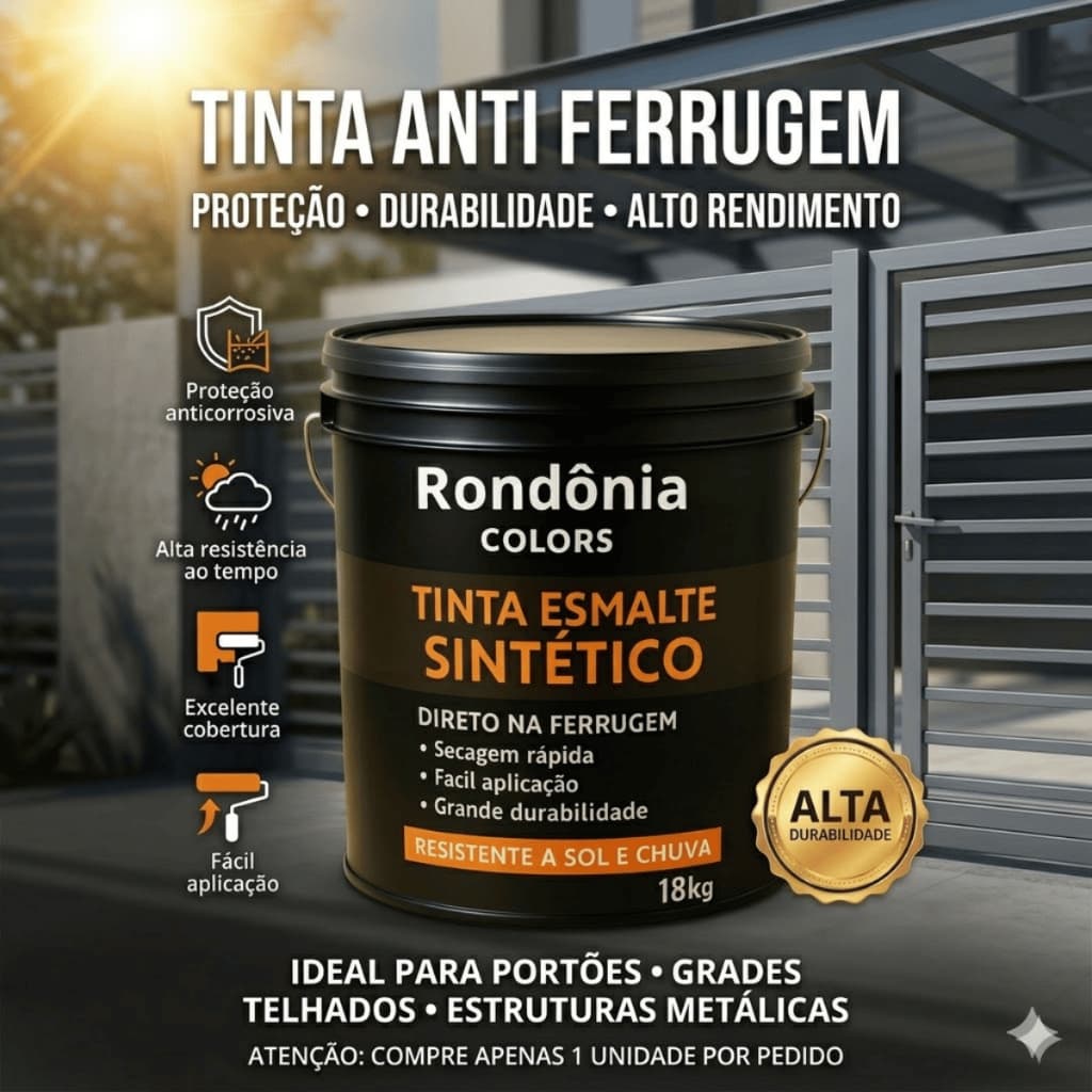 Tinta Esmalte Sintético 18kg Multi Superfícies Aplicação Direto Ferrugem Portão Grade Janelas